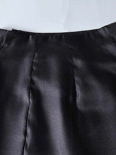 1748618 Elasticated Waist High Waisted Layered See-Through Solid Color Split-Joint Skirts Bottoms