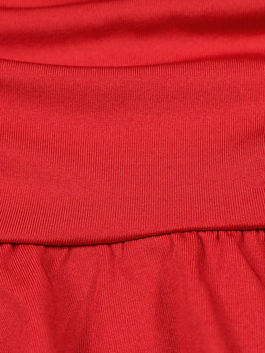 1754948 A-Line Elasticated Waist Backless Pleated Solid Color Split-Joint Deep V-Neck Mini Dresses