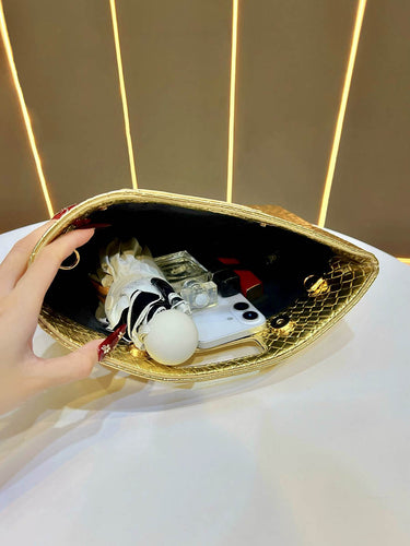 1740341 Chains Geometric Shiny Snakeskin Crossbody Bags Evening Bags & Clutches