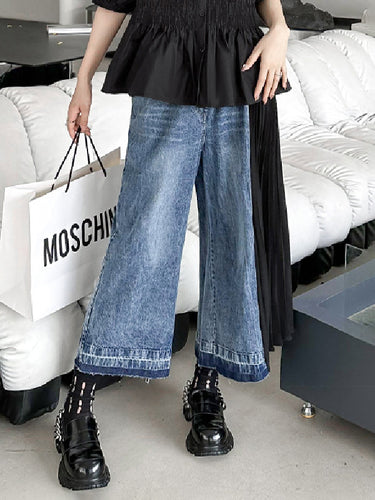 Nono sciolti di pantaloni a contrasto Contrasto colorato con pantaloni jeans a fiato