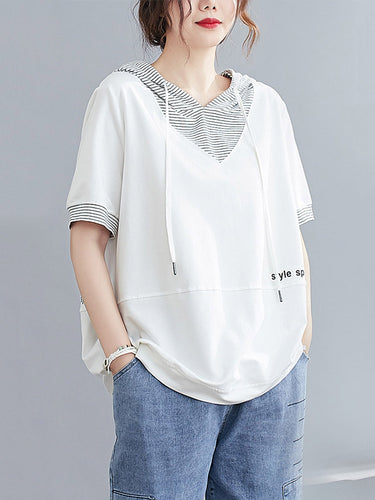 T-shirt con lettere a strisce originale