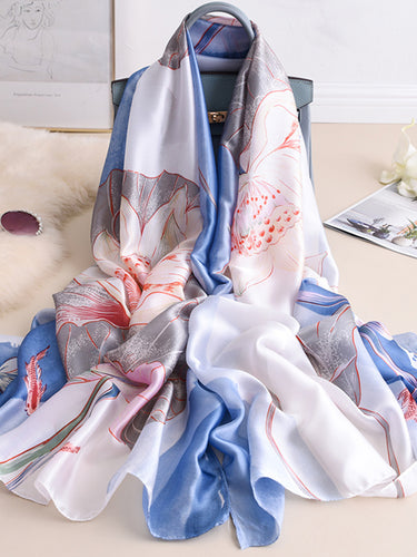 Lenço de xale de seda estampado floral vintage estampado