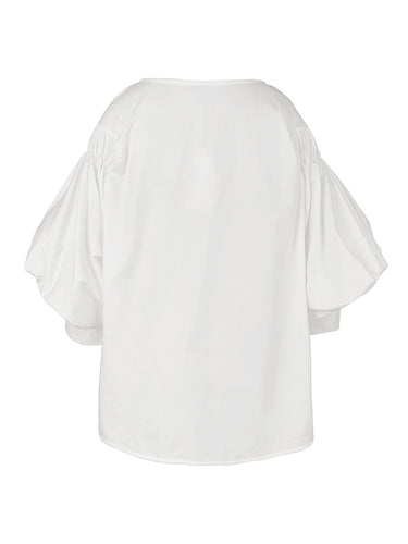 Mangas de sofas abotoadas blusas de cores sólidas camisetas