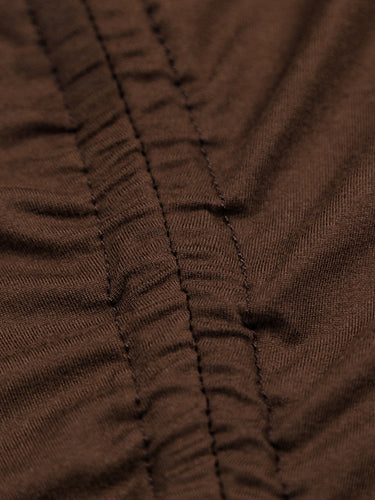 1725939 Bodycon High Waisted Drawstring Pleated Solid Color Mock Neck Mini Dresses