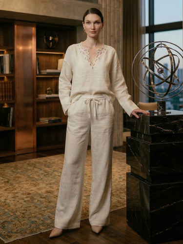 1760552 Long Sleeves Loose Hollow Solid Color V-Neck Blouses&Shirts Tops