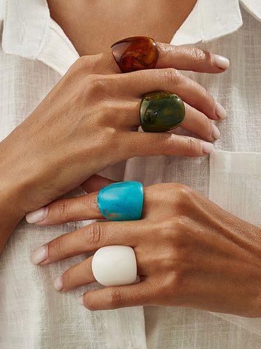 1729288 Irregularity Geometric Shiny Rings Accessories