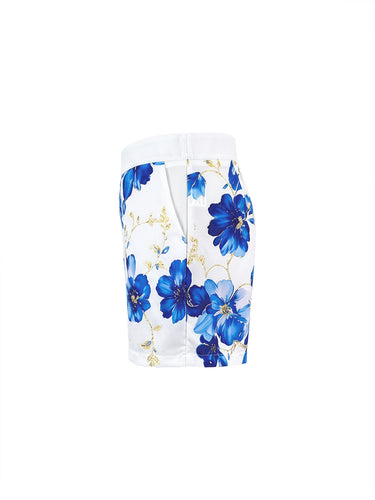 Loose Wide Leg Flower Print Pockets Shorts Bottoms