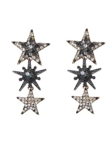 1746914 Rhine Stones Shiny Star Shape Earrings Accessories