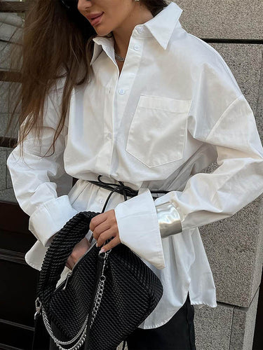 Mangas compridas bolsos abotoados blusas colorido sólido camisetas tops
