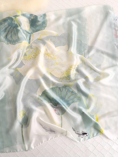 الأزهار القديمة المطبوعة حرير تقليد وشاح شال