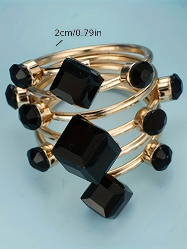 1784751 Geometric Rhine Stones Rings Accessories