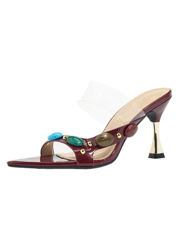 1783535 Open Toe Rhine Stones Pumps Sandals
