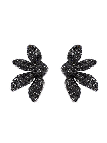 1715960 Flower Shape Geometric Rhinestone Shiny Earrings Accessories