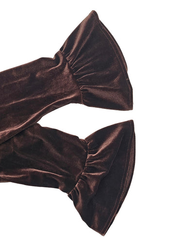 Elasticated Waist Flared Sleeves Buttoned Pleated Ruffled Solid Color Split-Joint Deep V-Neck Blouses&Shirts Tops