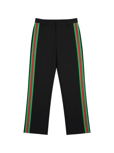 Uzun kollu sıska kontrast renkli çizgili rahat pantolon dip pantolon pantolon