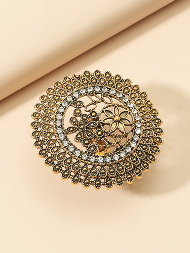 1733583 Flower Shape Geometric Hollow Rings Accessories