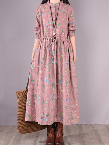 Robe midi en coton imprimée à imprimé florale vintage robe midi