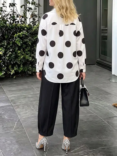 Pockets Pleated Contrast Color Buttoned Wide Leg High Waisted Trousers Pants