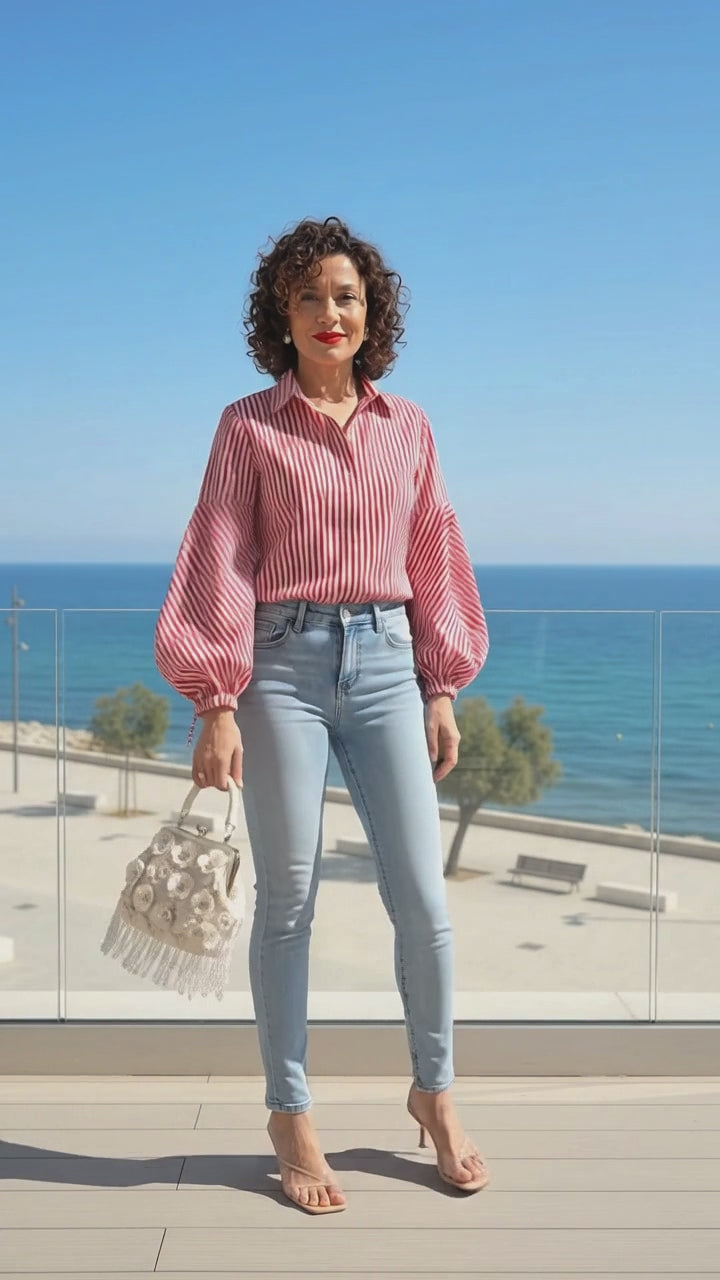 Vacation Dresses for Women | Solid Color,Long Sleeves,Contrast Color,V ...